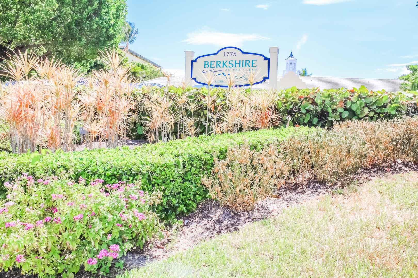 The inviting resort entrance at VRI's Berkshire on the Ocean in Florida.